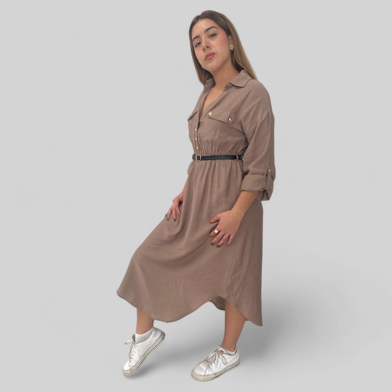 Vestido largo con cinto