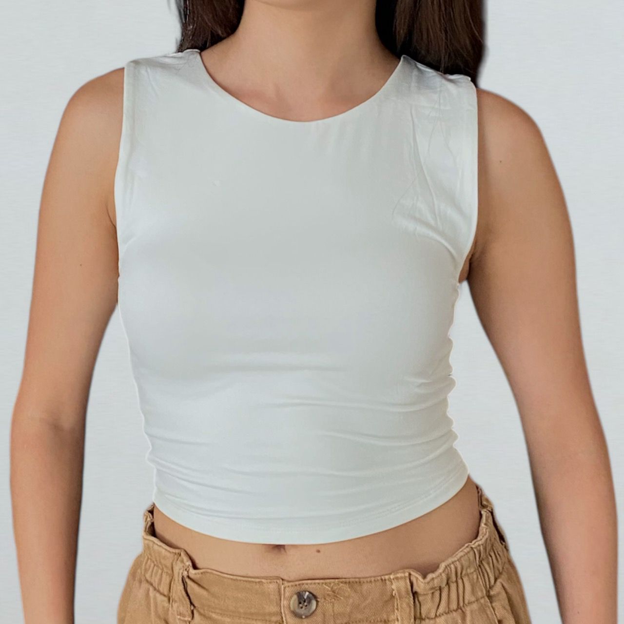 Blusa sin mangas cuello redondo